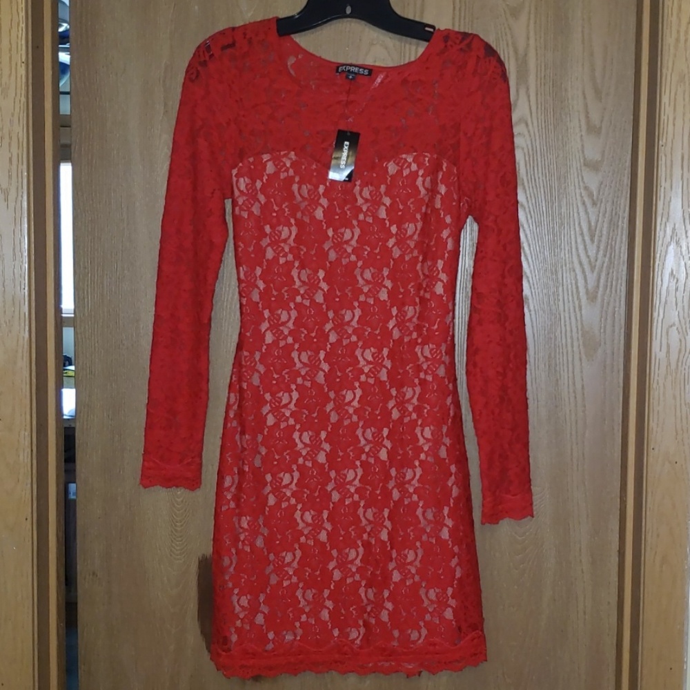 Express red lace dress